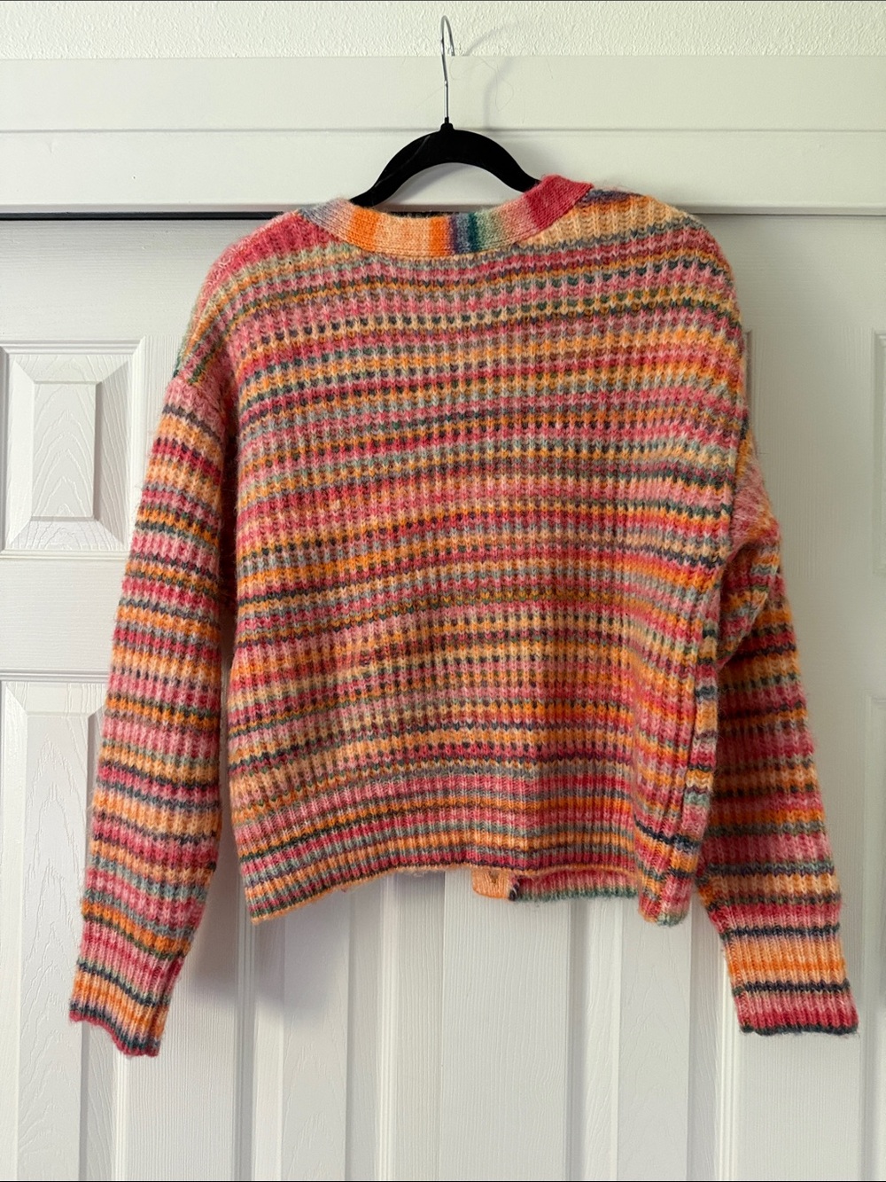 Marine Layer Multicolor Striped Cardigan in Pink, Orange & Green - Picture 3 of 4